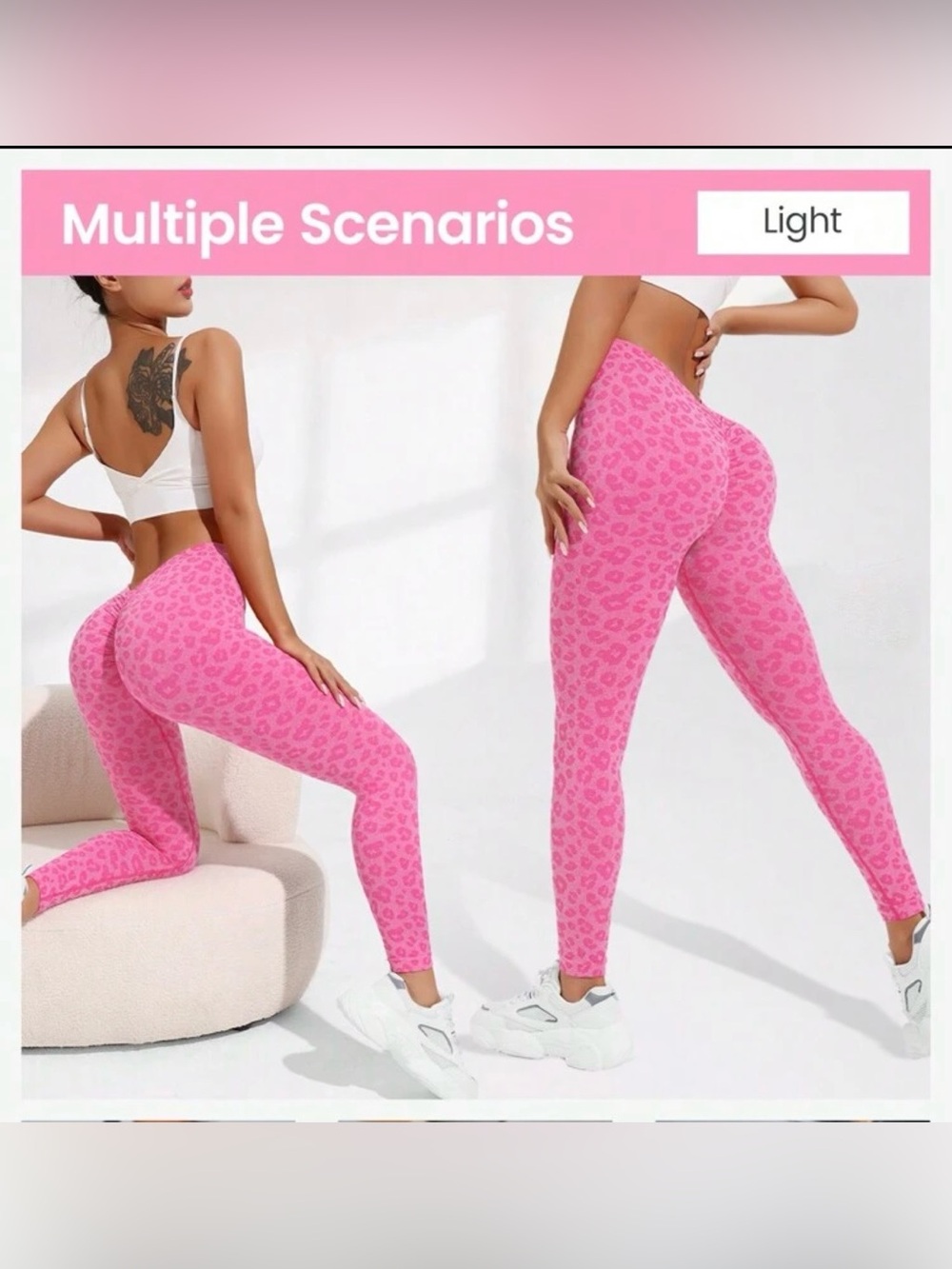 Bright Pink Leopard Print Leggings - Soft Stretch Fit